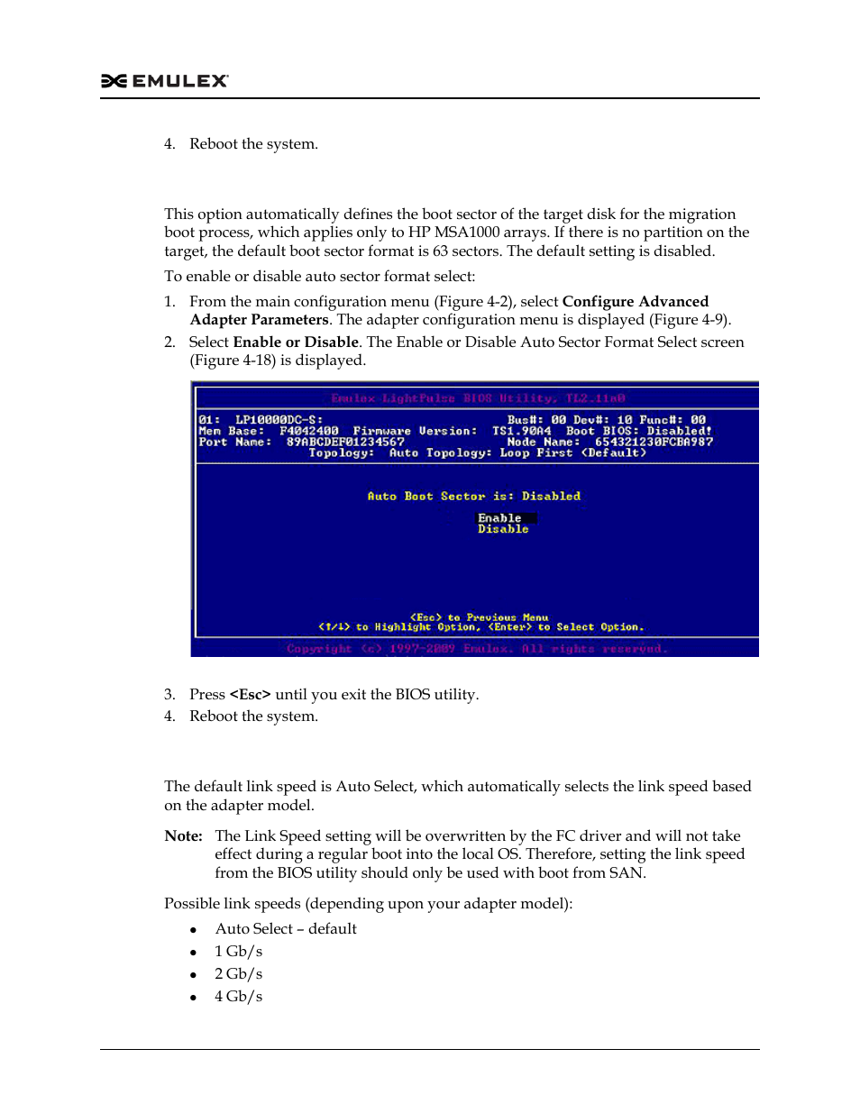 Enable or disable auto boot sector, Change link speed, Figure 4-18 | Dell Emulex Family of Adapters User Manual | Page 1431 / 1815