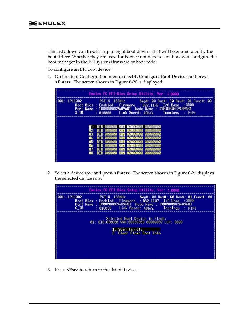 Configure boot devices, Figure 6-20, Figure 6-21 | Dell Emulex Family of Adapters User Manual | Page 1454 / 1815