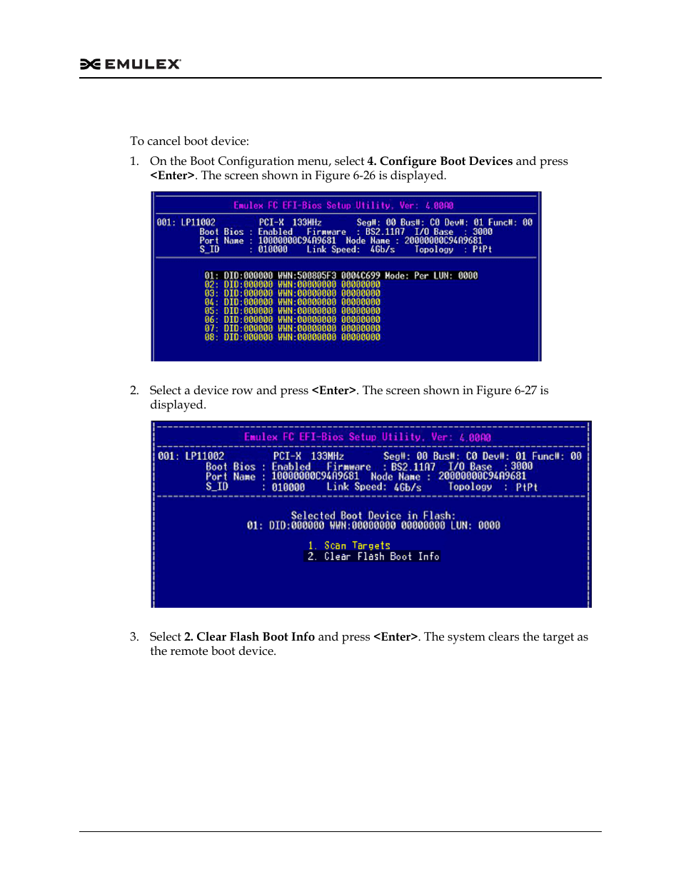 Cancel a boot device, Figure 6-26, Figure 6-27 | Dell Emulex Family of Adapters User Manual | Page 1457 / 1815