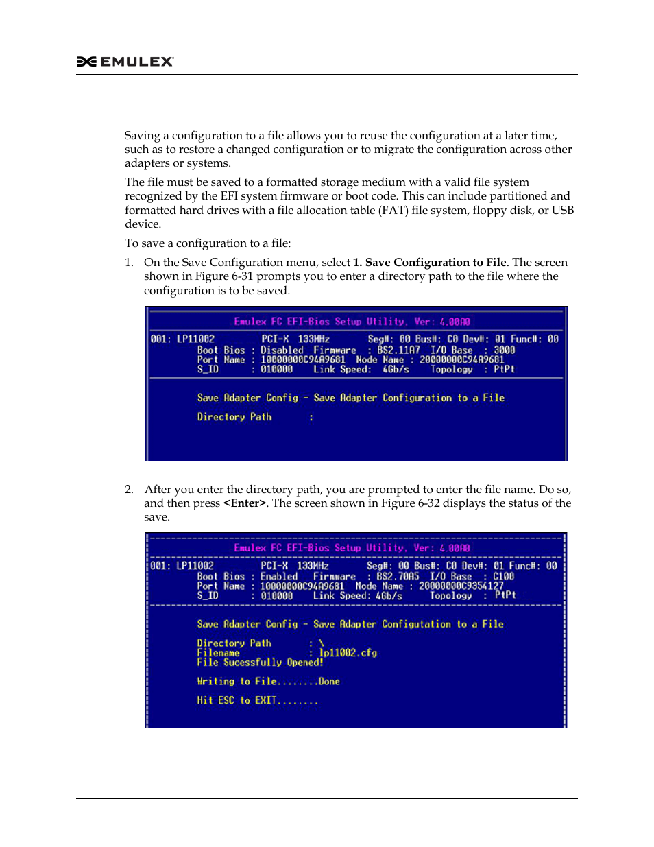 Save the configuration to a file, Figure 6-31, Figure 6-32 | Dell Emulex Family of Adapters User Manual | Page 1461 / 1815