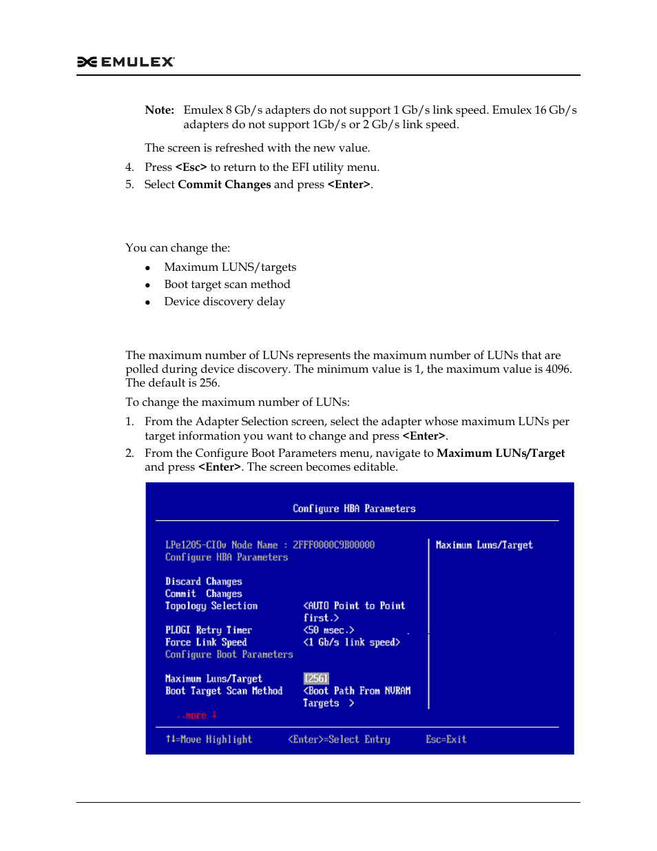 Configure boot parameters, Change the maximum luns per target, Configure boot parameters 6 | Figure 7-18 | Dell Emulex Family of Adapters User Manual | Page 1486 / 1815