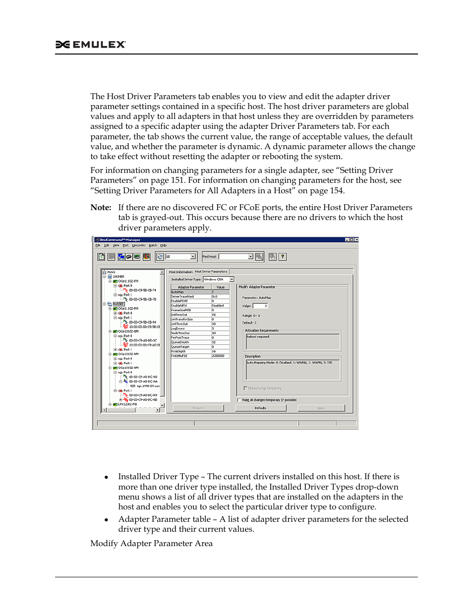 The host driver parameters tab, Figure 8-26 | Dell Emulex Family of Adapters User Manual | Page 150 / 1815