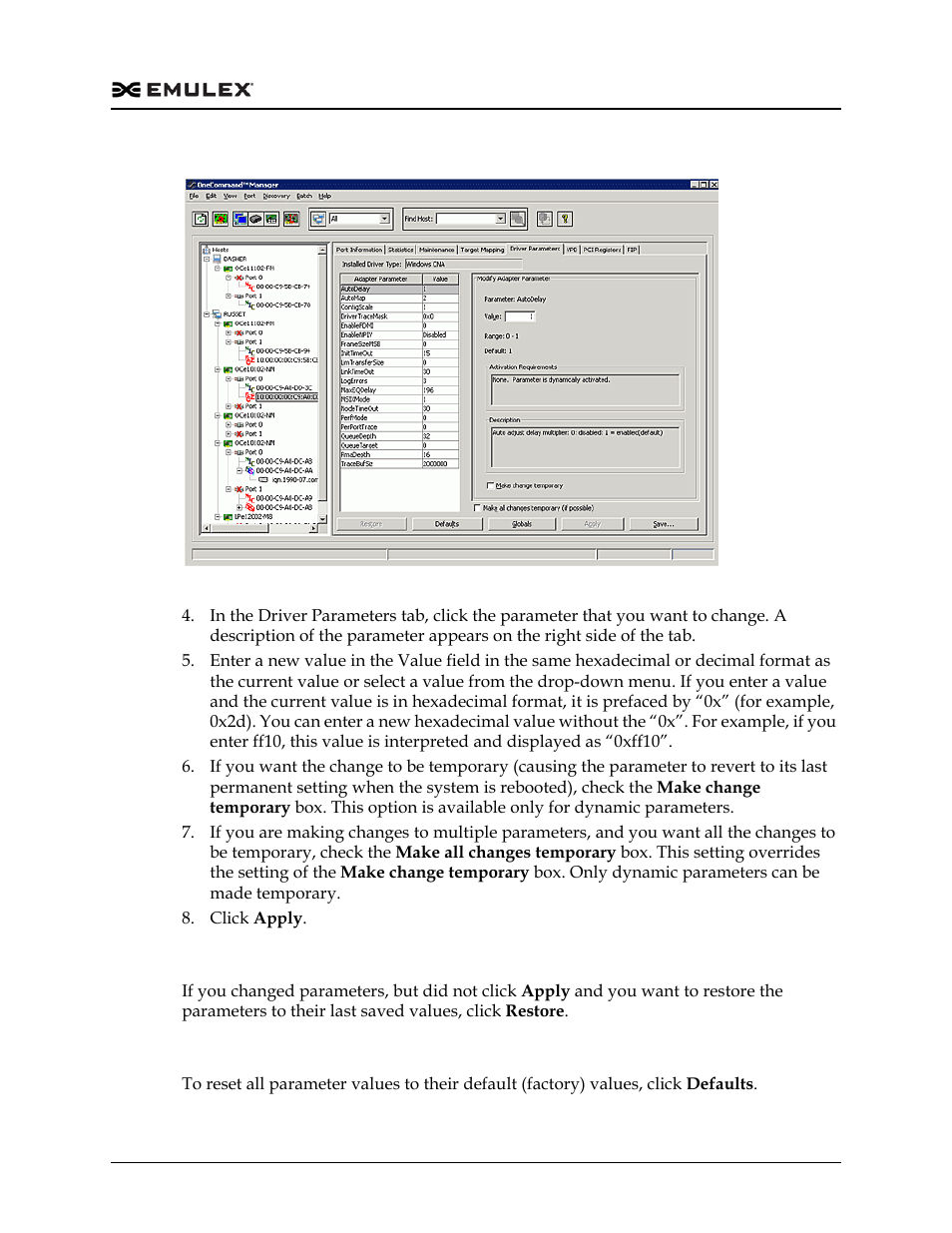 Restoring all parameters to their earlier values, Resetting all default values, Figure 8-27 | Dell Emulex Family of Adapters User Manual | Page 152 / 1815