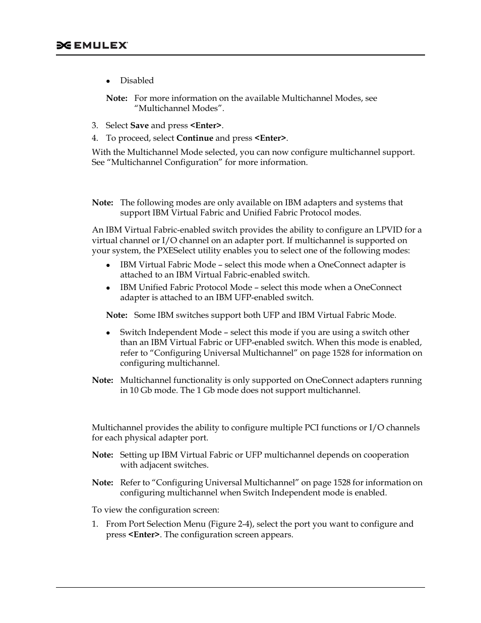 Multichannel modes, Multichannel configuration | Dell Emulex Family of Adapters User Manual | Page 1531 / 1815