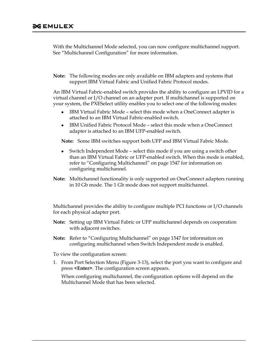 Multichannel modes, Multichannel configuration | Dell Emulex Family of Adapters User Manual | Page 1554 / 1815