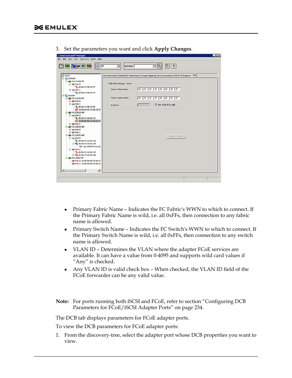Fip dialog box field descriptions, Configuring dcb parameters for fcoe adapter ports, Figure 8-31 | Dell Emulex Family of Adapters User Manual | Page 158 / 1815