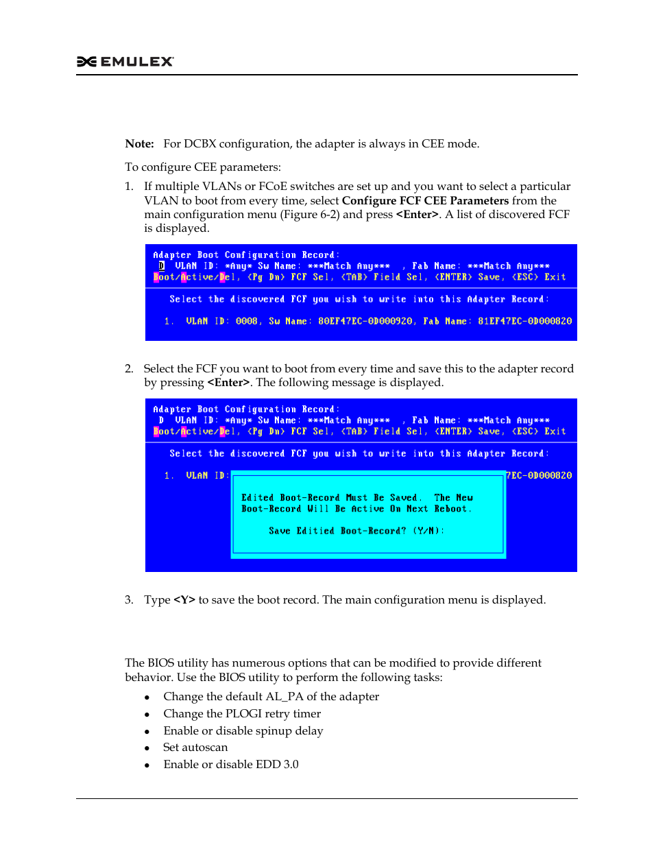 Configuring cee parameters, Configuring advanced adapter parameters, Figure 6-11 | Figure 6-12, See “configuring advanced | Dell Emulex Family of Adapters User Manual | Page 1584 / 1815
