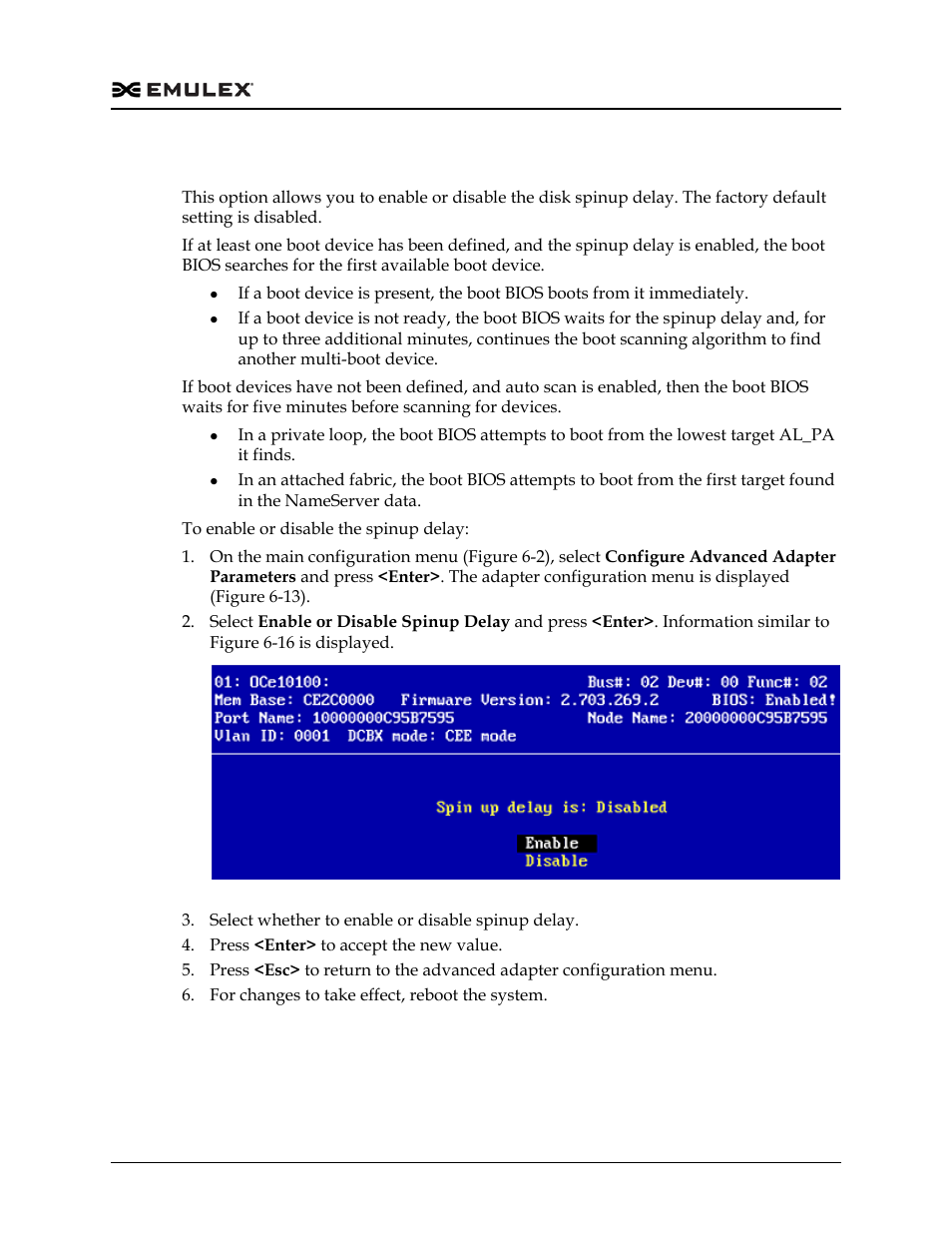 Enabling or disabling the spinup delay, Figure 6-16, Y. see “enabling or disabling the spinup delay” on | Dell Emulex Family of Adapters User Manual | Page 1588 / 1815