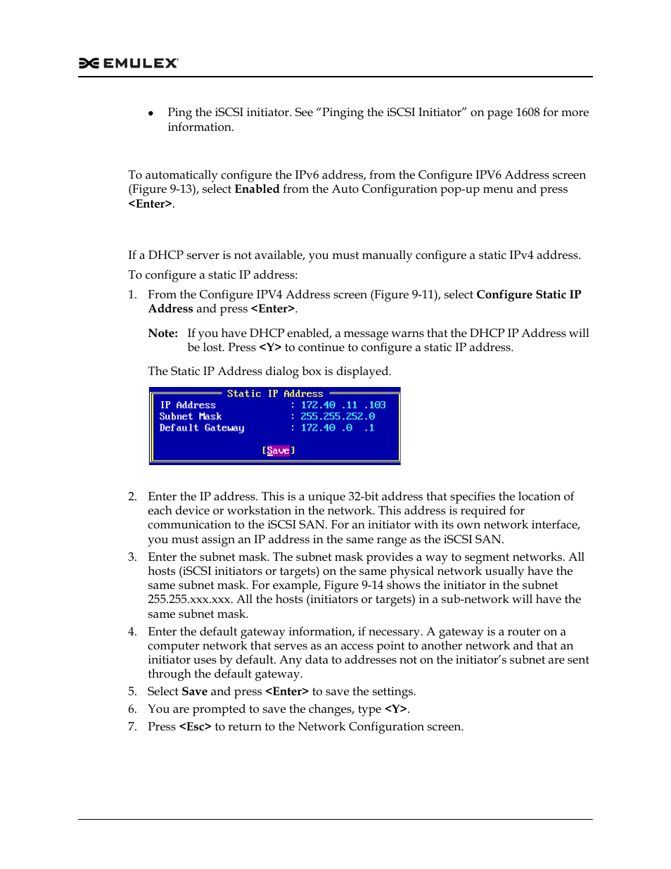 Configuring a static ipv4 address, Figure 9-14, Configuring a | Dell Emulex Family of Adapters User Manual | Page 1607 / 1815