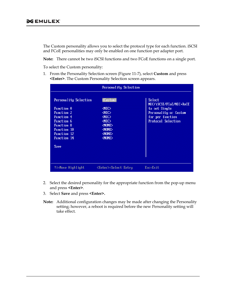 Selecting the custom personality, Figure 11-9, E “selecting the | Dell Emulex Family of Adapters User Manual | Page 1639 / 1815