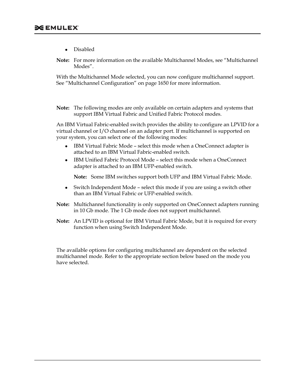 Multichannel modes, Multichannel configuration | Dell Emulex Family of Adapters User Manual | Page 1650 / 1815