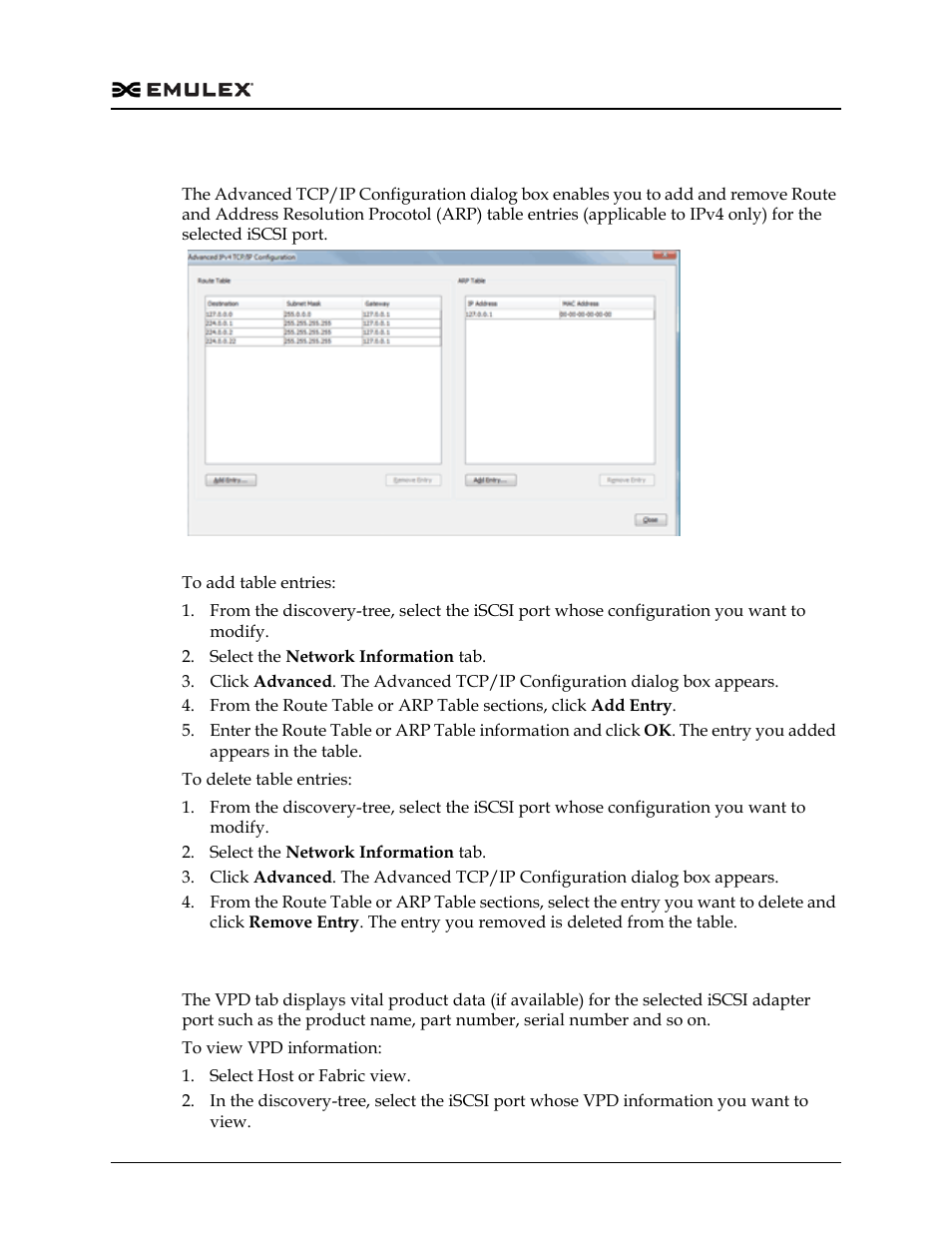 Advanced tcp/ip configuration, Viewing iscsi vpd information, Figure 8-36 | Dell Emulex Family of Adapters User Manual | Page 167 / 1815