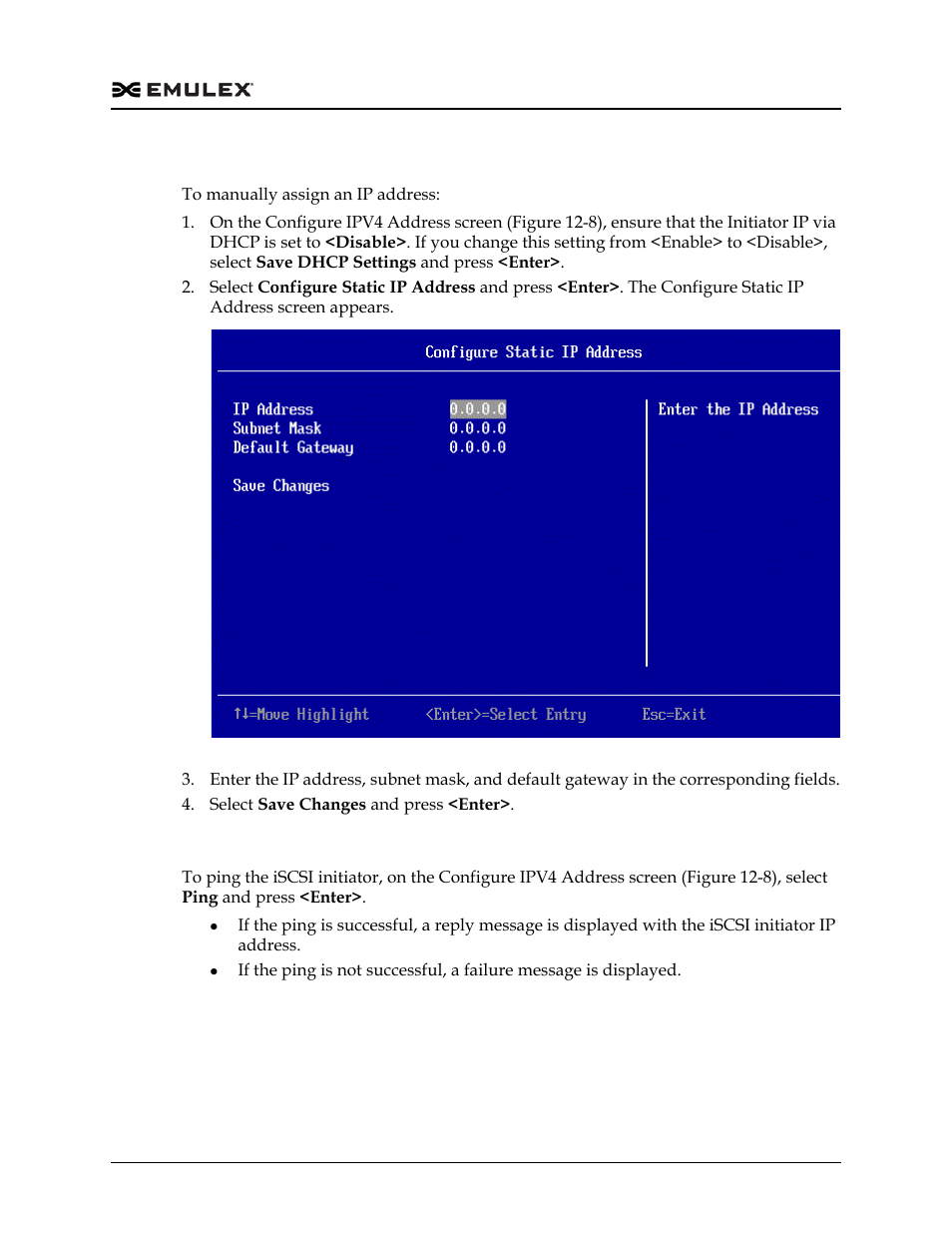 Manually assigning an ip address, Pinging the iscsi initiator, Figure 12-9 | Dell Emulex Family of Adapters User Manual | Page 1672 / 1815