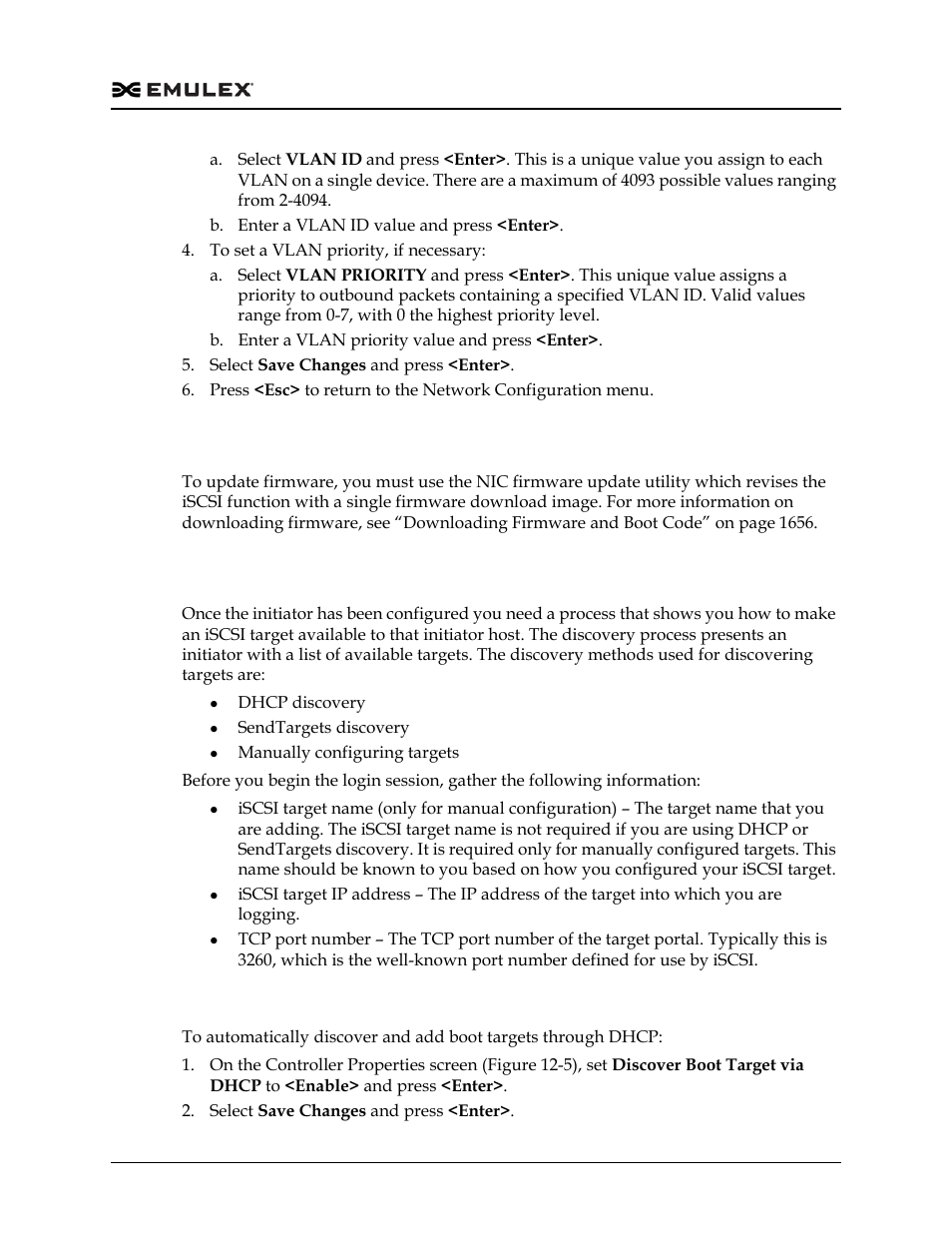 Updating firmware, Adding and configuring targets, Discovering and adding boot targets through dhcp | Dell Emulex Family of Adapters User Manual | Page 1676 / 1815