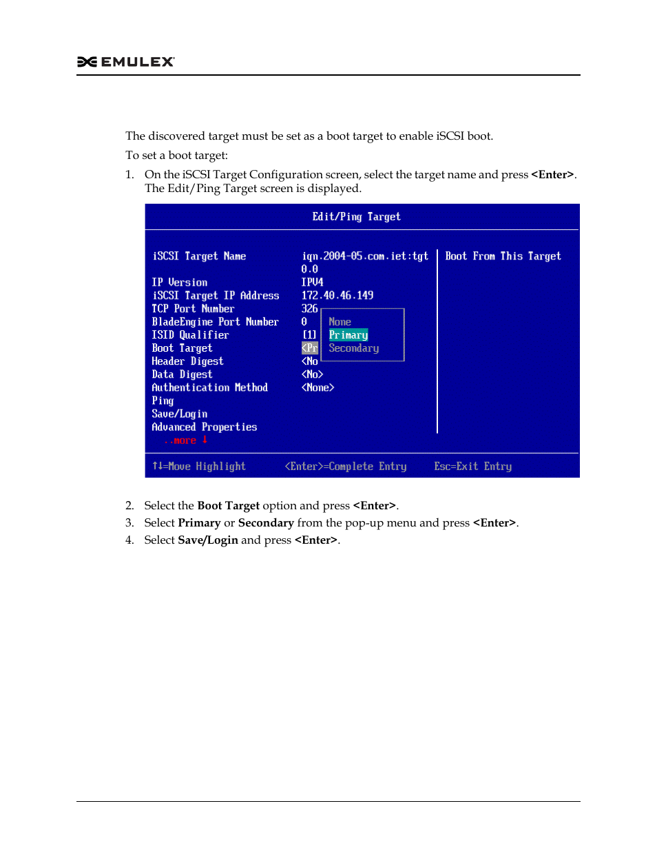 Setting a boot target, Figure 12-16, See “setting a boot | Dell Emulex Family of Adapters User Manual | Page 1681 / 1815