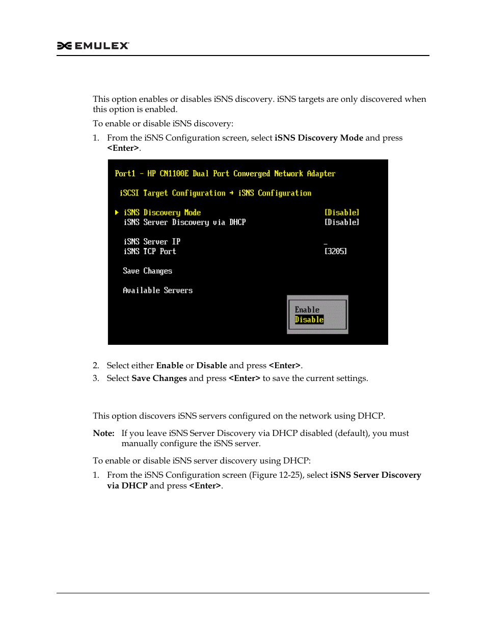 Enabling isns discovery, Enabling isns server discovery via dhcp, Figure 12-24 | Dell Emulex Family of Adapters User Manual | Page 1688 / 1815