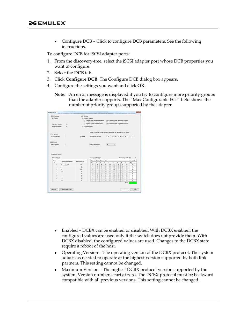 Configure dcb dialog box field definitions, Figure 8-43 | Dell Emulex Family of Adapters User Manual | Page 176 / 1815
