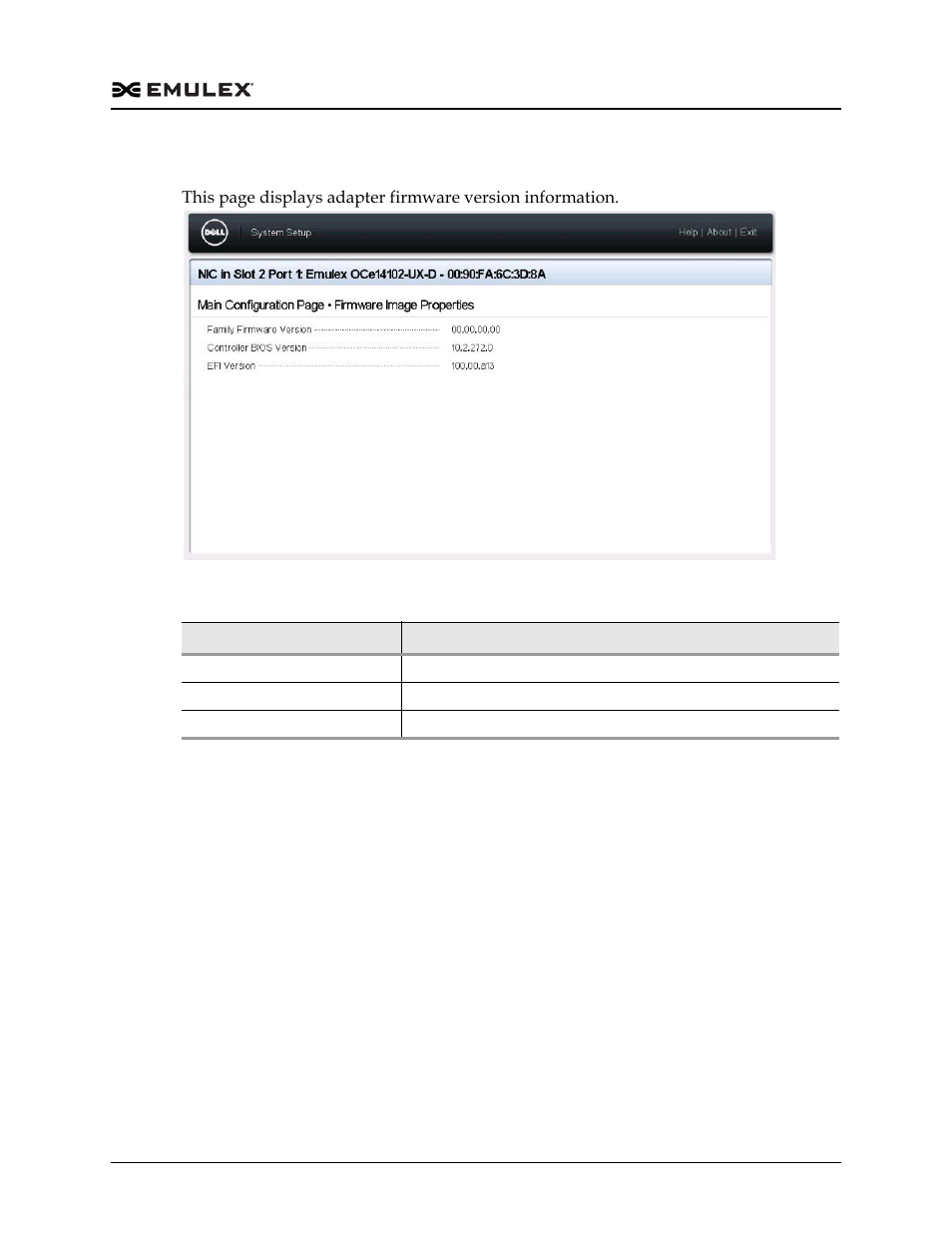 Figure f-3, Table f-2, Firmware image properties page | Dell Emulex Family of Adapters User Manual | Page 1765 / 1815