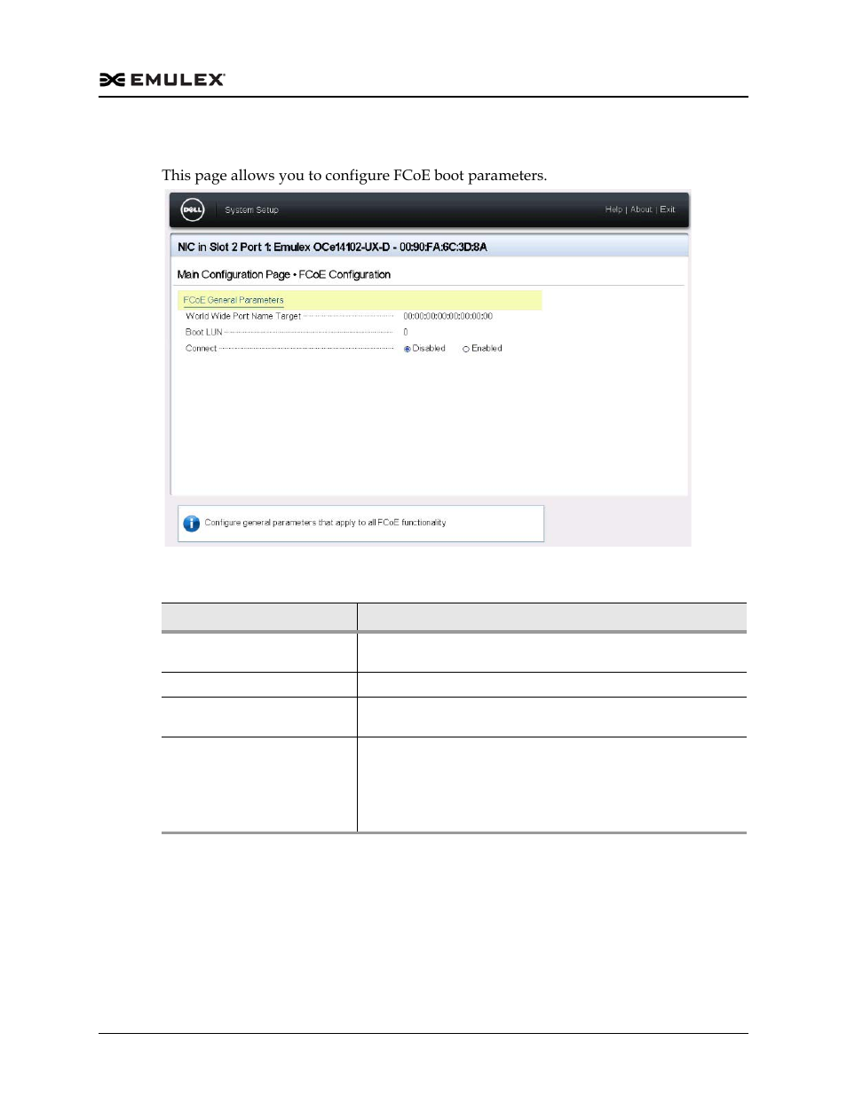 Figure f-4, Table f-3, Fcoe configuration page | Dell Emulex Family of Adapters User Manual | Page 1766 / 1815