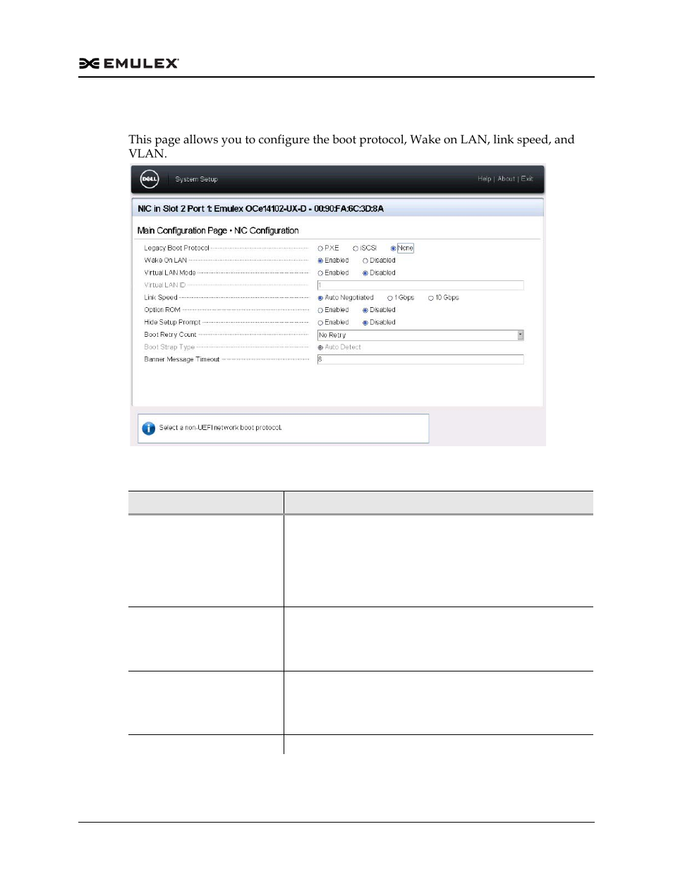 Figure f-6, Table f-5, Nic configuration page | Dell Emulex Family of Adapters User Manual | Page 1769 / 1815