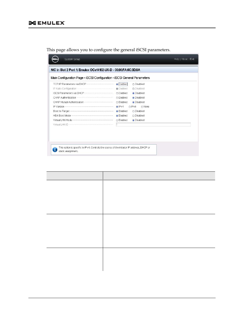 Figure f-8, Table f-7, Iscsi general parameters page | Dell Emulex Family of Adapters User Manual | Page 1772 / 1815