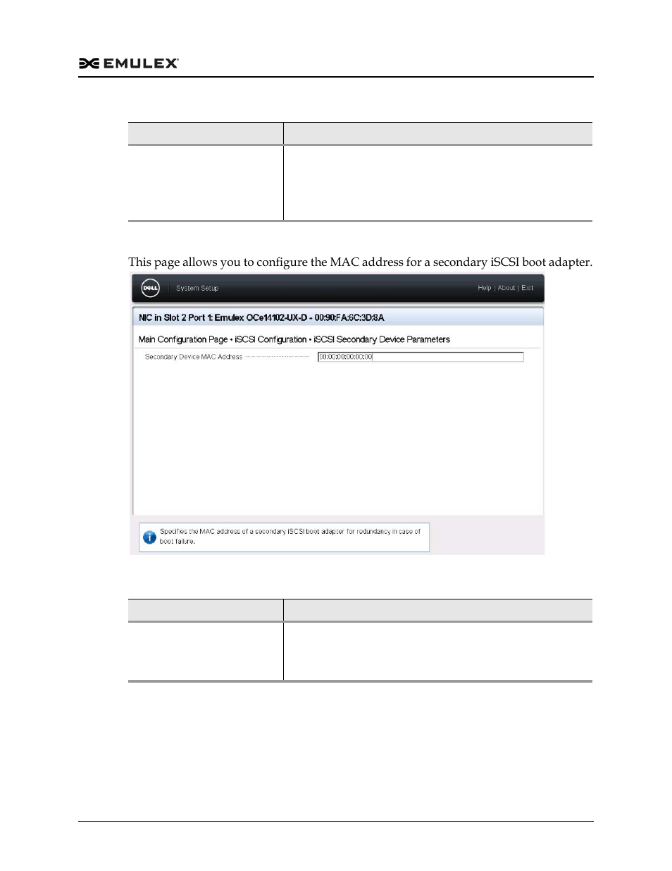 Figure f-12, Table f-11, Iscsi secondary device parameters page | Dell Emulex Family of Adapters User Manual | Page 1778 / 1815