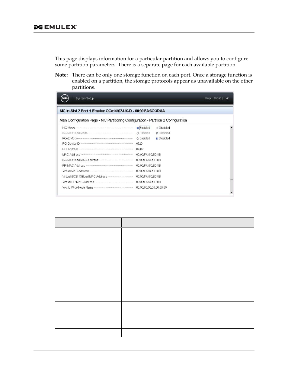 Figure f-16, Table f-15, Partition configuration page | Dell Emulex Family of Adapters User Manual | Page 1782 / 1815