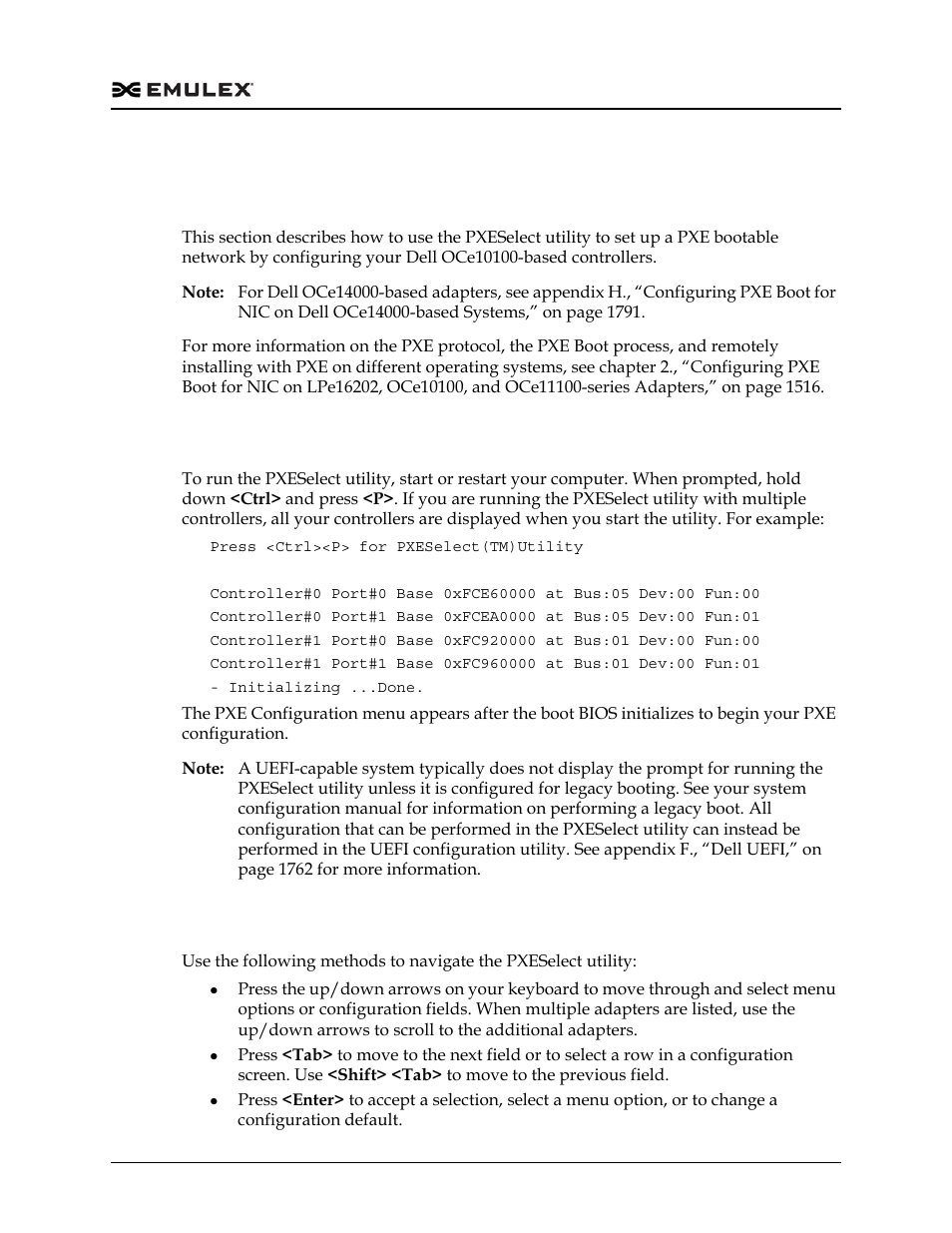 Running the pxeselect utility, Navigating the pxeselect utility, Systems 4 | Dell Emulex Family of Adapters User Manual | Page 1784 / 1815