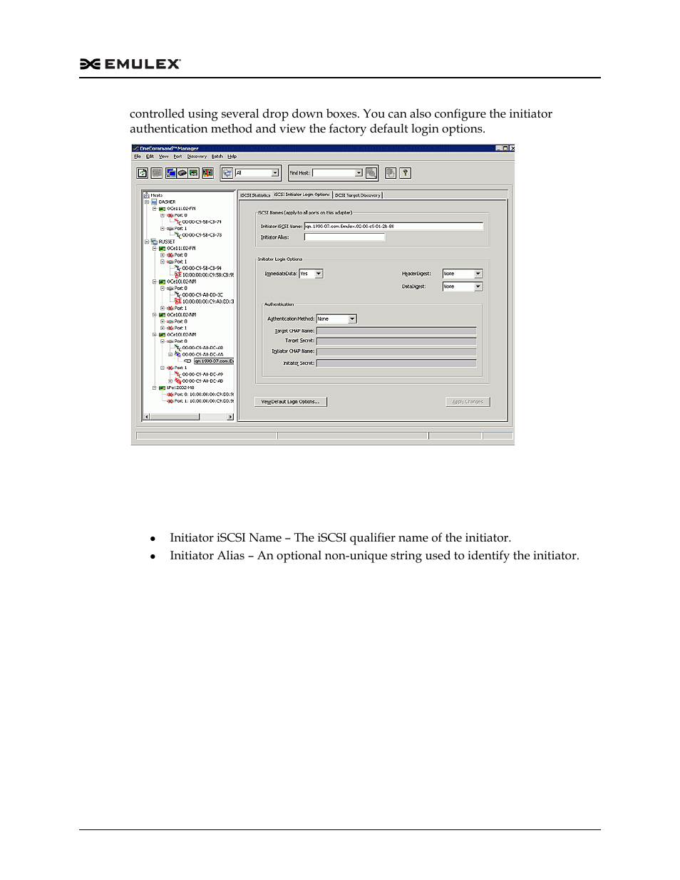 Initiator login options tab field definitions, Figure 8-44 | Dell Emulex Family of Adapters User Manual | Page 179 / 1815