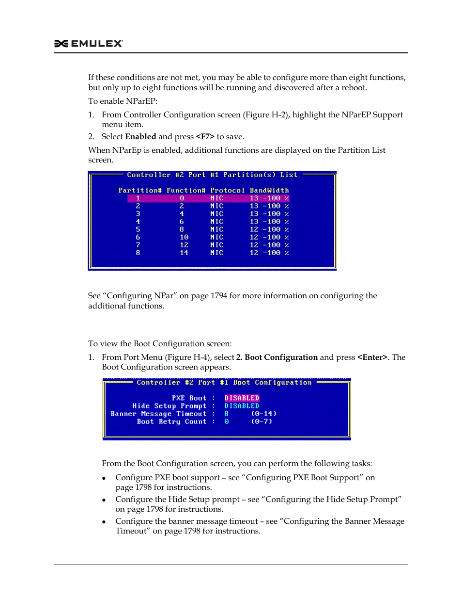 Configuring boot options, Figure h-7, Figure h-8 | Dell Emulex Family of Adapters User Manual | Page 1797 / 1815