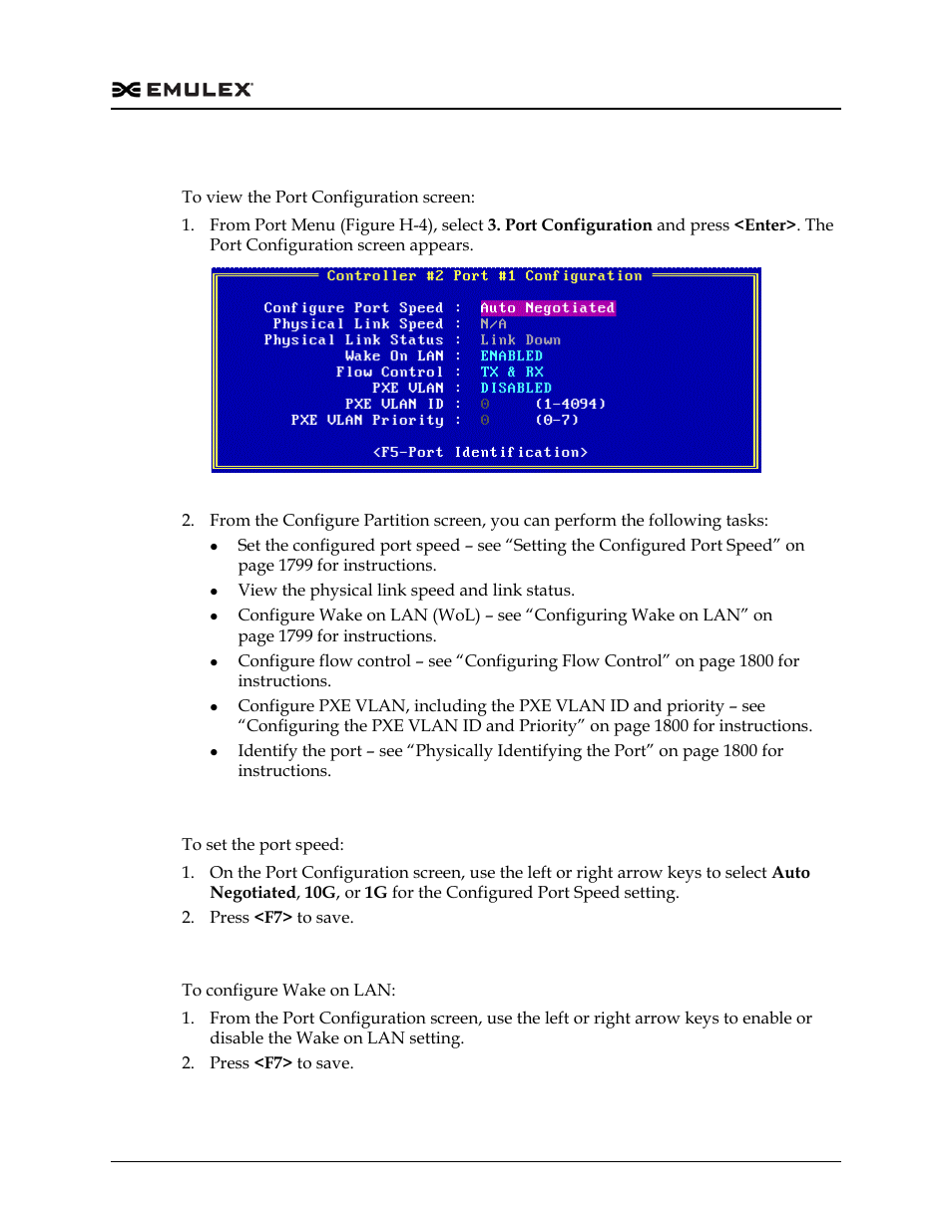 Configuring port options, Setting the configured port speed, Configuring wake on lan | Figure h-9 | Dell Emulex Family of Adapters User Manual | Page 1799 / 1815