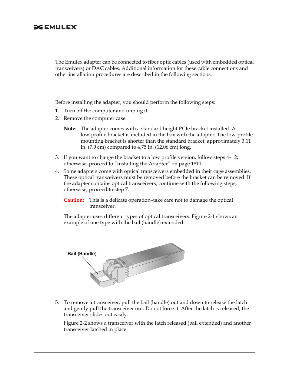 Installation, Preparing the adapter for installation, Installation 9 | Preparing the adapter for installation 9, Figure 2-1 | Dell Emulex Family of Adapters User Manual | Page 1809 / 1815