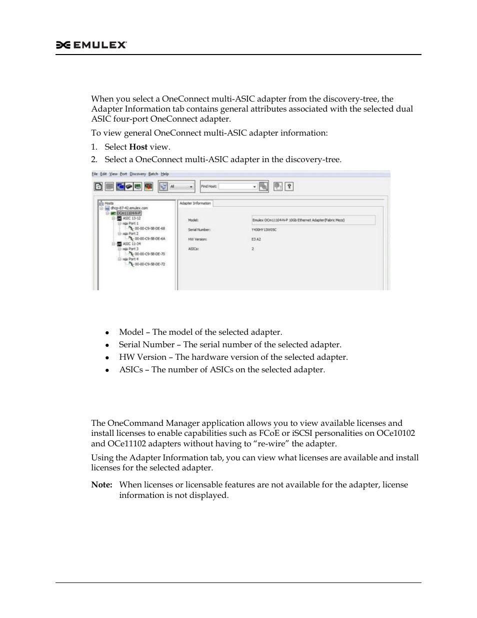 Viewing oneconnect multi-asic adapter information, Figure 8-60, Showing and installing licenses | See “showing, See “showing and | Dell Emulex Family of Adapters User Manual | Page 204 / 1815
