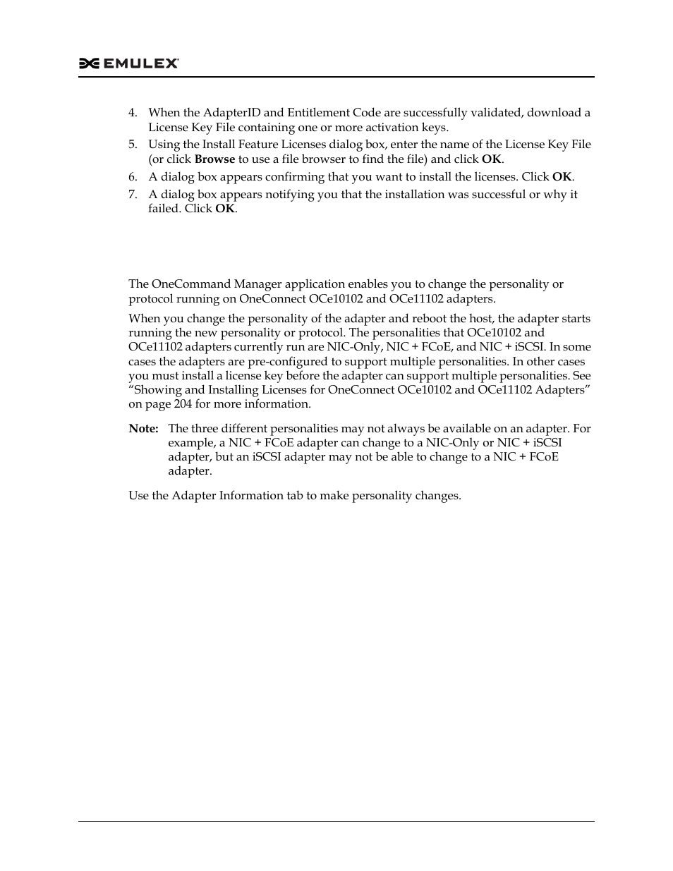 8, “changing personalities on oneconnect | Dell Emulex Family of Adapters User Manual | Page 207 / 1815