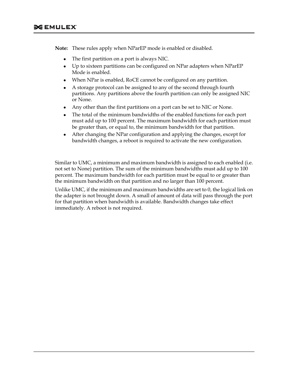 Npar bandwidth settings | Dell Emulex Family of Adapters User Manual | Page 233 / 1815