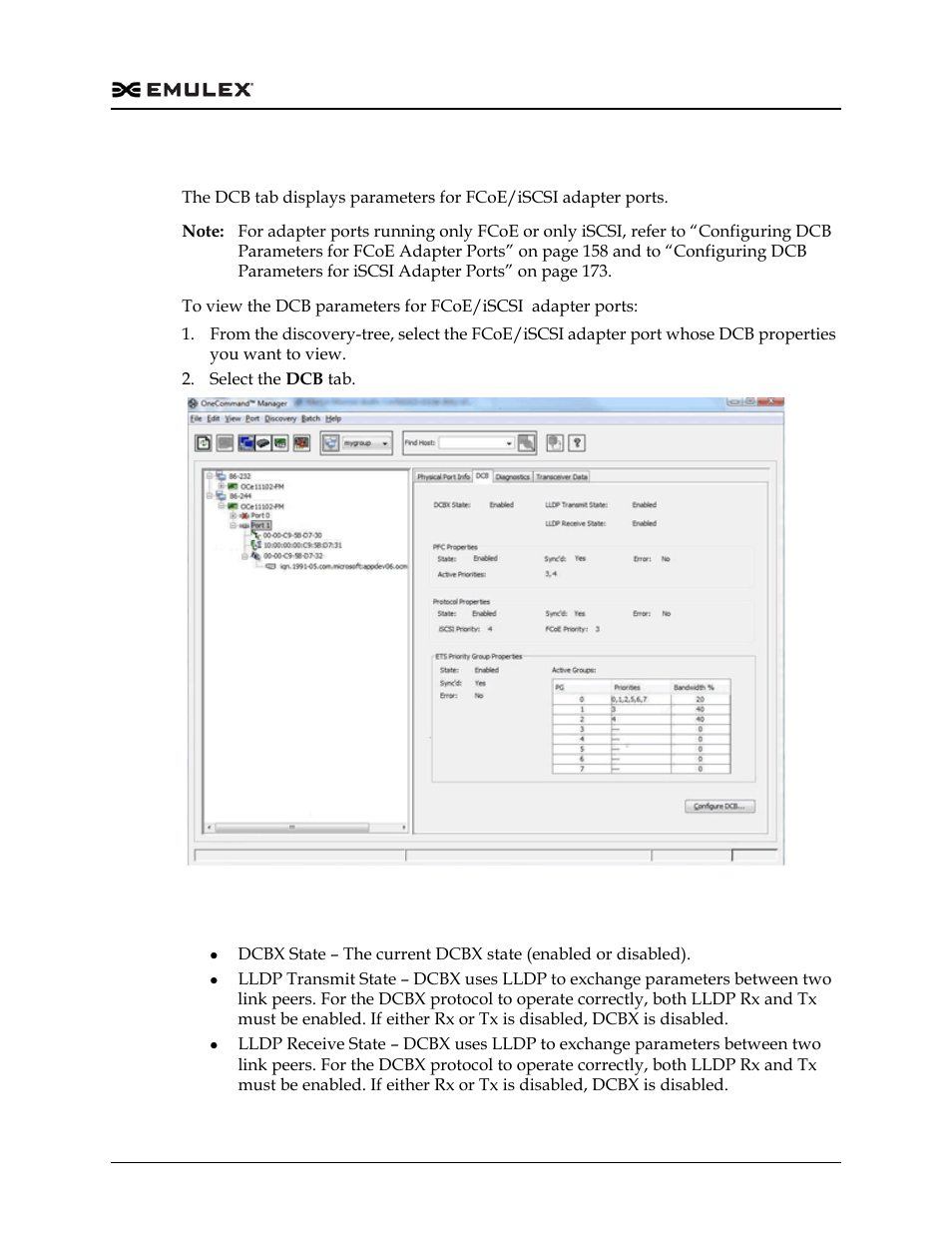 Dcb tab field definitions, Figure 8-87, To section “configuring dcb | Dell Emulex Family of Adapters User Manual | Page 234 / 1815
