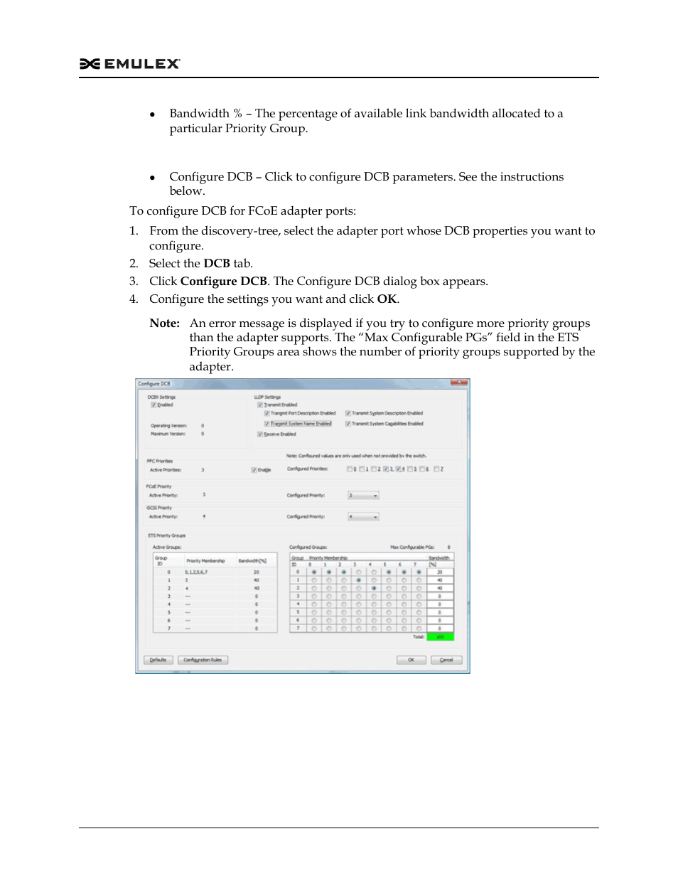 Configure dcb dialog box field definitions, Figure 8-88 | Dell Emulex Family of Adapters User Manual | Page 236 / 1815