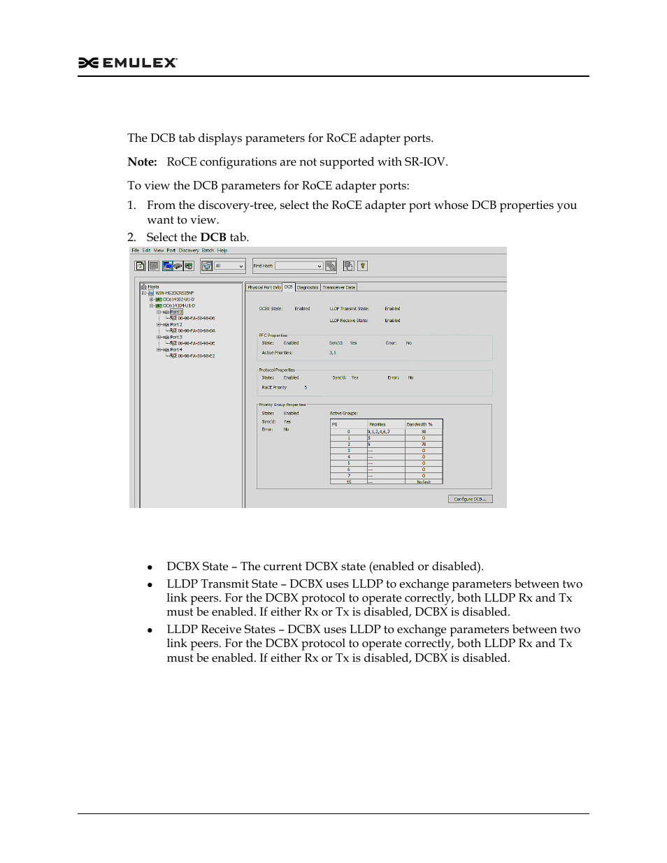 Configuring dcb parameters for roce adapter ports, Dcb tab field definitions, Figure 8-89 | Dell Emulex Family of Adapters User Manual | Page 239 / 1815