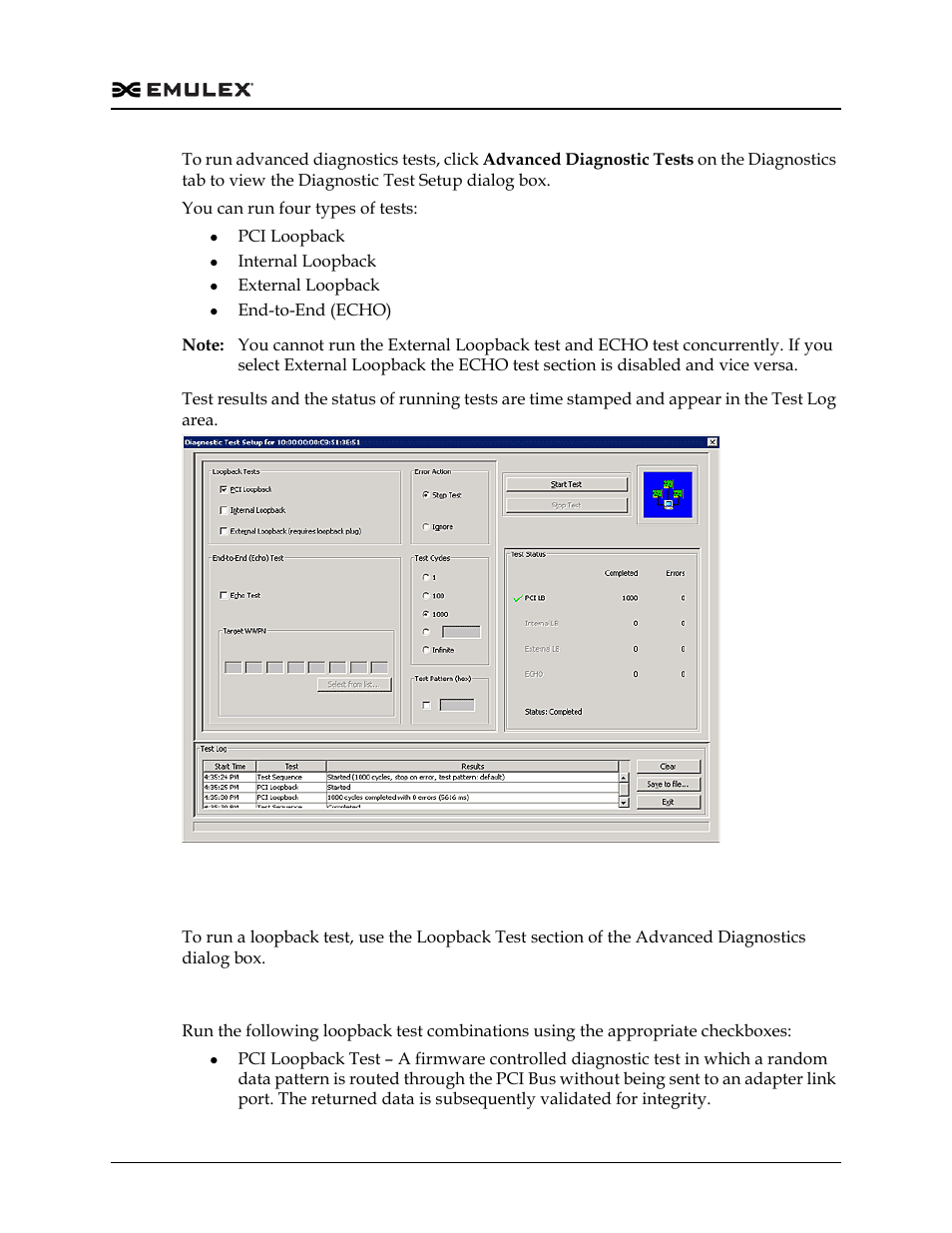 Running loopback tests, Loopback test combinations, Figure 13-8 | Dell Emulex Family of Adapters User Manual | Page 272 / 1815