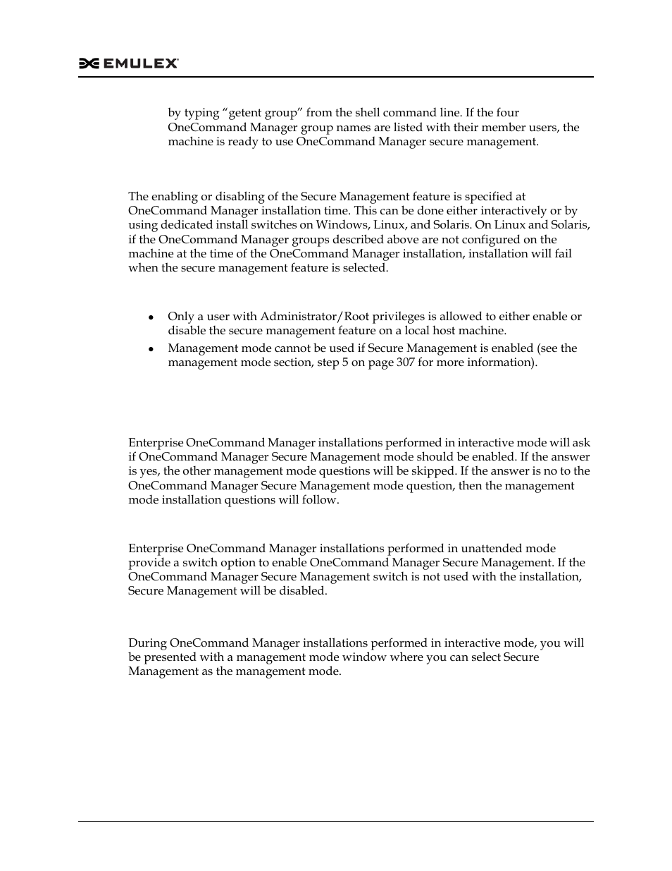 Secure management installation, Linux and solaris, Windows | Dell Emulex Family of Adapters User Manual | Page 298 / 1815
