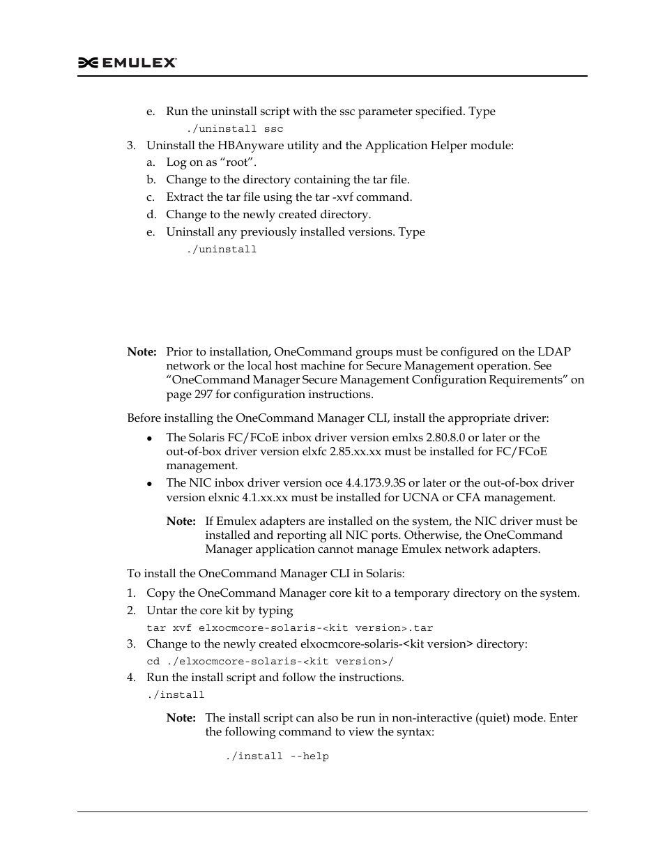 Solaris, Installing in solaris | Dell Emulex Family of Adapters User Manual | Page 304 / 1815