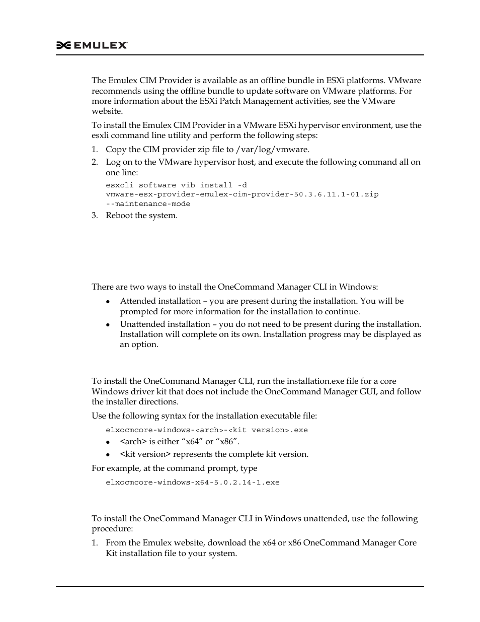 Windows, Installing in windows, Attended installation | Unattended installation | Dell Emulex Family of Adapters User Manual | Page 306 / 1815