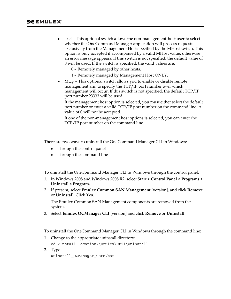 Uninstalling in windows, Uninstalling through the control panel, Uninstalling through the command line | Dell Emulex Family of Adapters User Manual | Page 308 / 1815