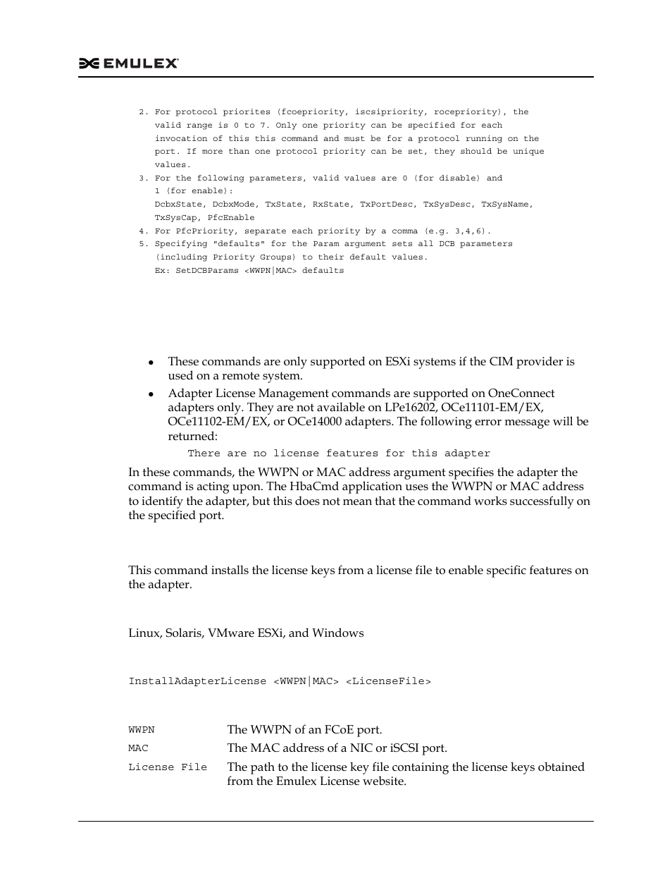 Adapter license management commands, Installadapterlicense | Dell Emulex Family of Adapters User Manual | Page 330 / 1815