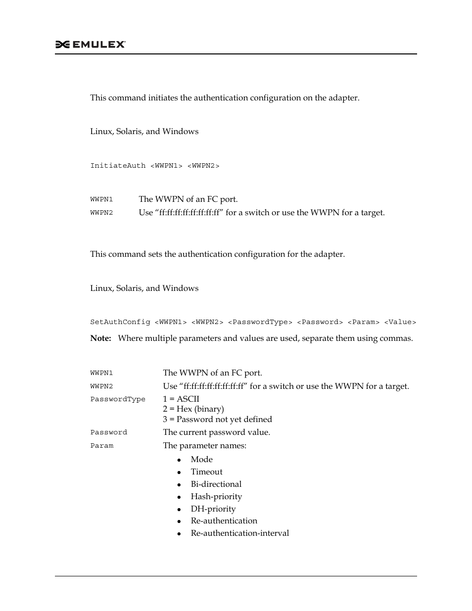 Initiateauth, Setauthconfig | Dell Emulex Family of Adapters User Manual | Page 338 / 1815