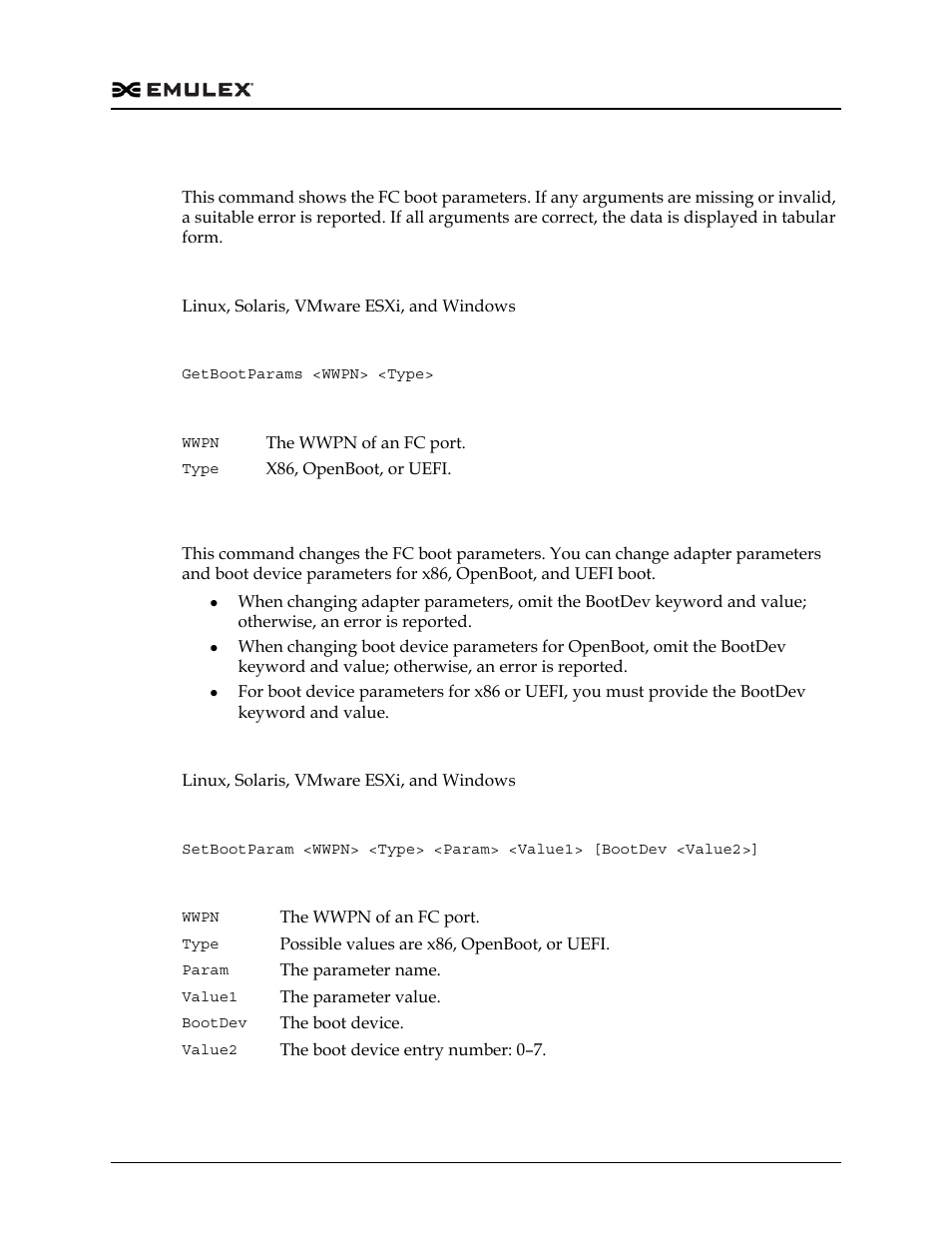 Getbootparams, Setbootparam | Dell Emulex Family of Adapters User Manual | Page 341 / 1815
