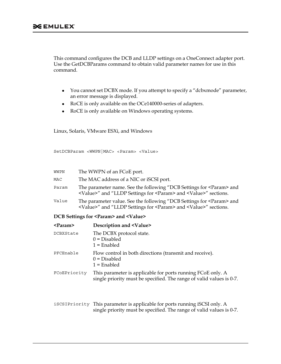 Setdcbparam | Dell Emulex Family of Adapters User Manual | Page 350 / 1815