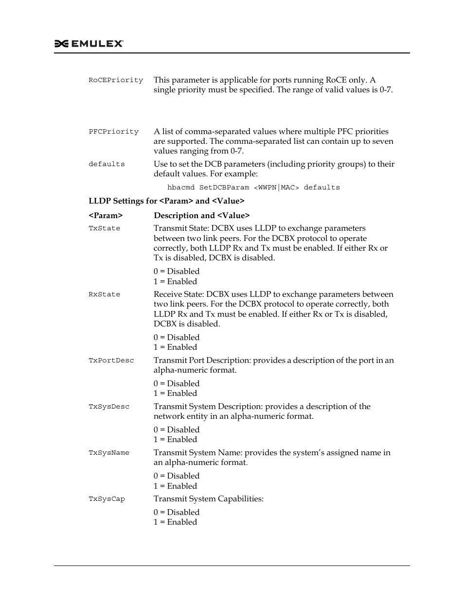 D “lldp settings for <param> and <value>” s | Dell Emulex Family of Adapters User Manual | Page 351 / 1815