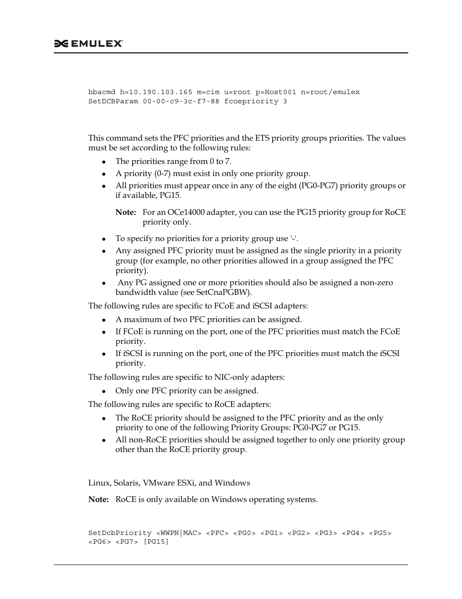Setdcbpriority | Dell Emulex Family of Adapters User Manual | Page 352 / 1815