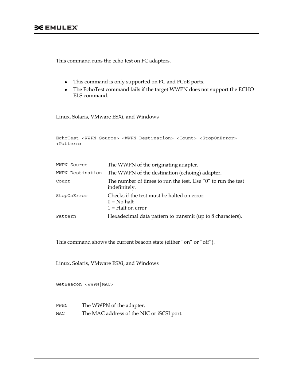 Echotest, Getbeacon | Dell Emulex Family of Adapters User Manual | Page 356 / 1815